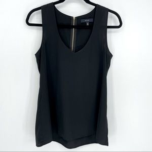 Eclair Black Sleeveless Black Top Exposed Back-side Zipper Hi-Low Decadent Shirt